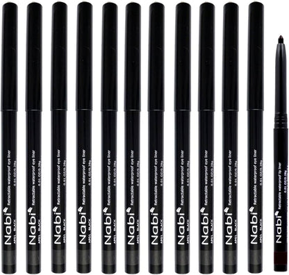 12pcs Nabi Retractable Waterproof Black Eyeliner Pencil