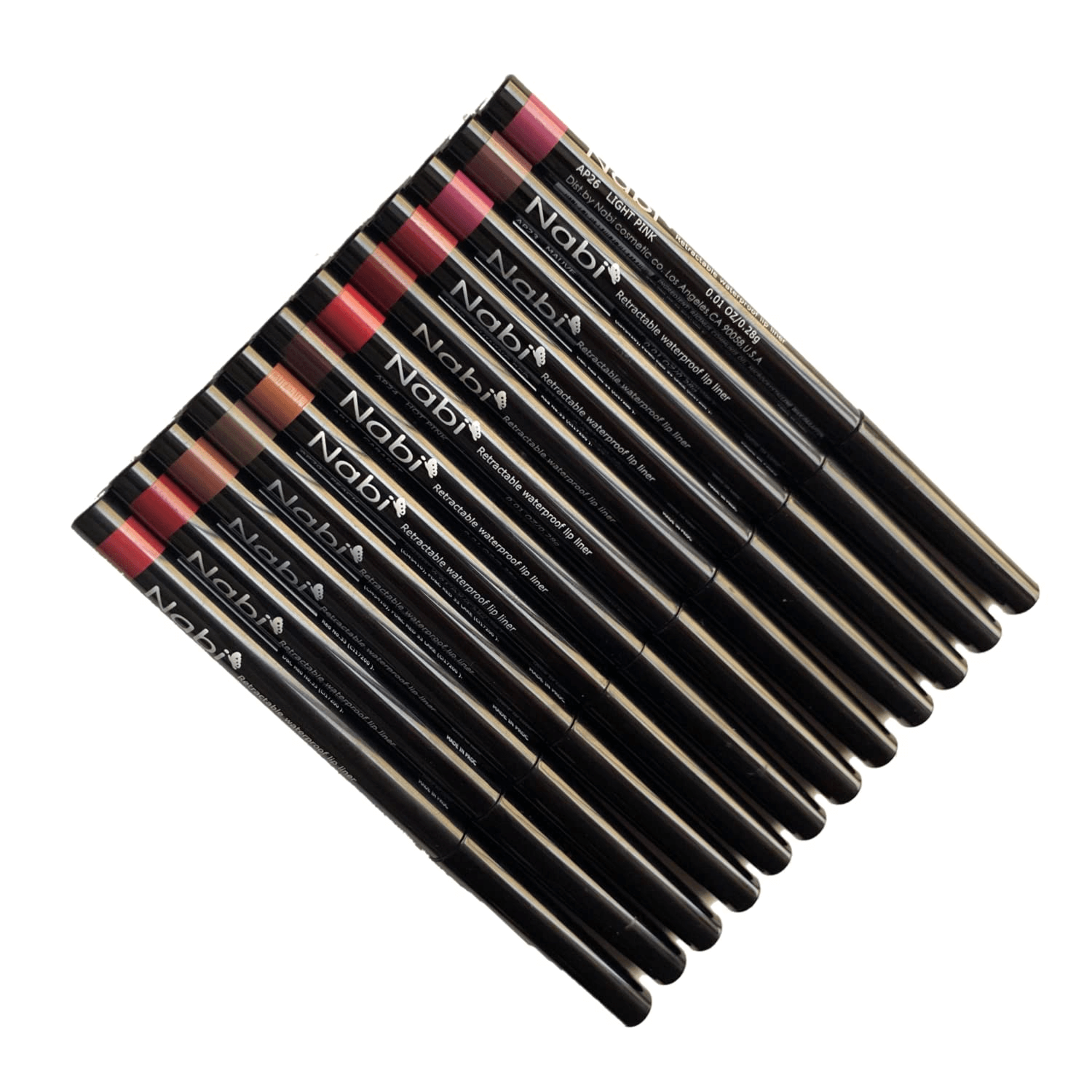 Beauty Spot 12 Colors Nabi Retractable Waterproof Lip Liner Set